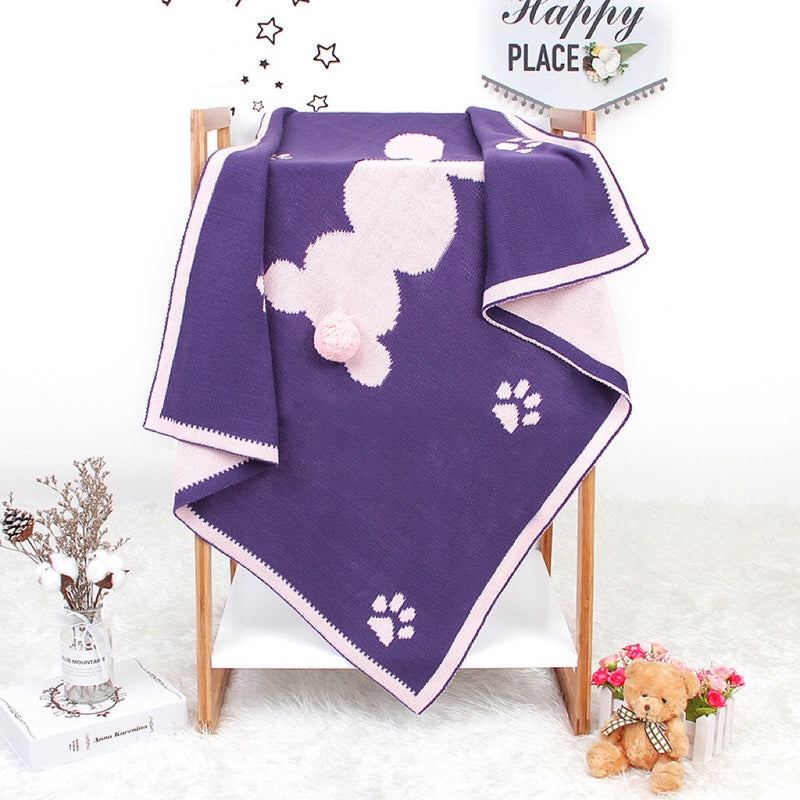 Baby Cartoon Rabbit & Footprints Embroidered Graphic 3D Tail Blanket