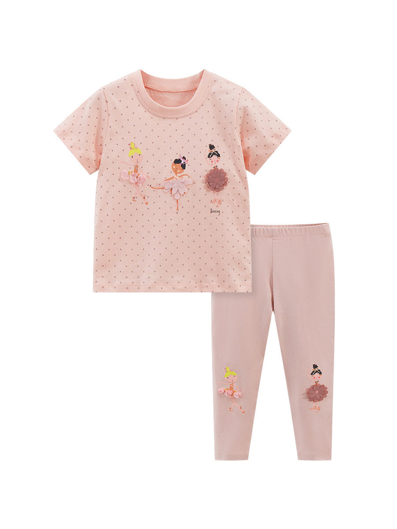 Girls Dancers Cartoon Collection T-Shirt And Pants Set