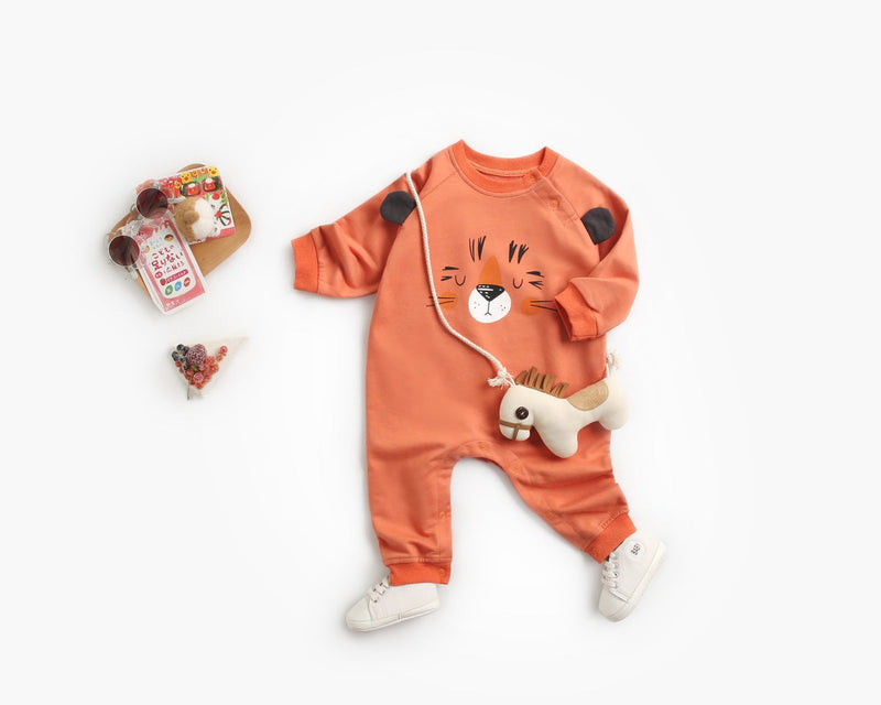 Baby Cartoon Animal Pattern Soft Cotton Long Sleeved Cute Romper