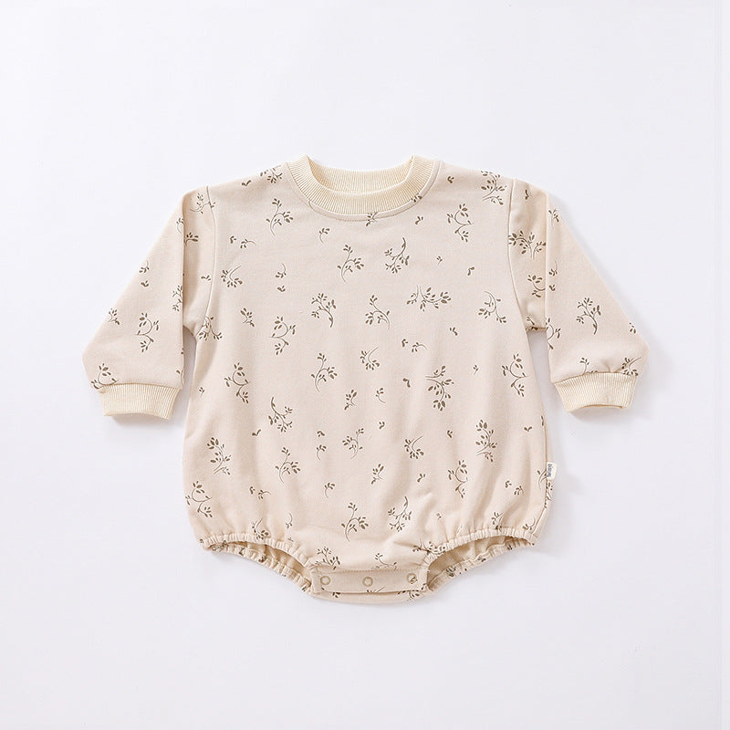 Baby Print Pattern Crewneck Long Sleeve Quality Triangle Onesies