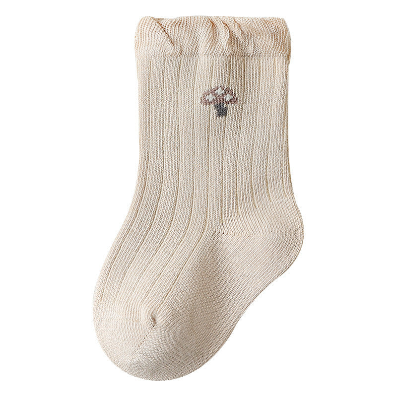 Baby Girls Frilled-Edges Breathable Mid-Calf Socks