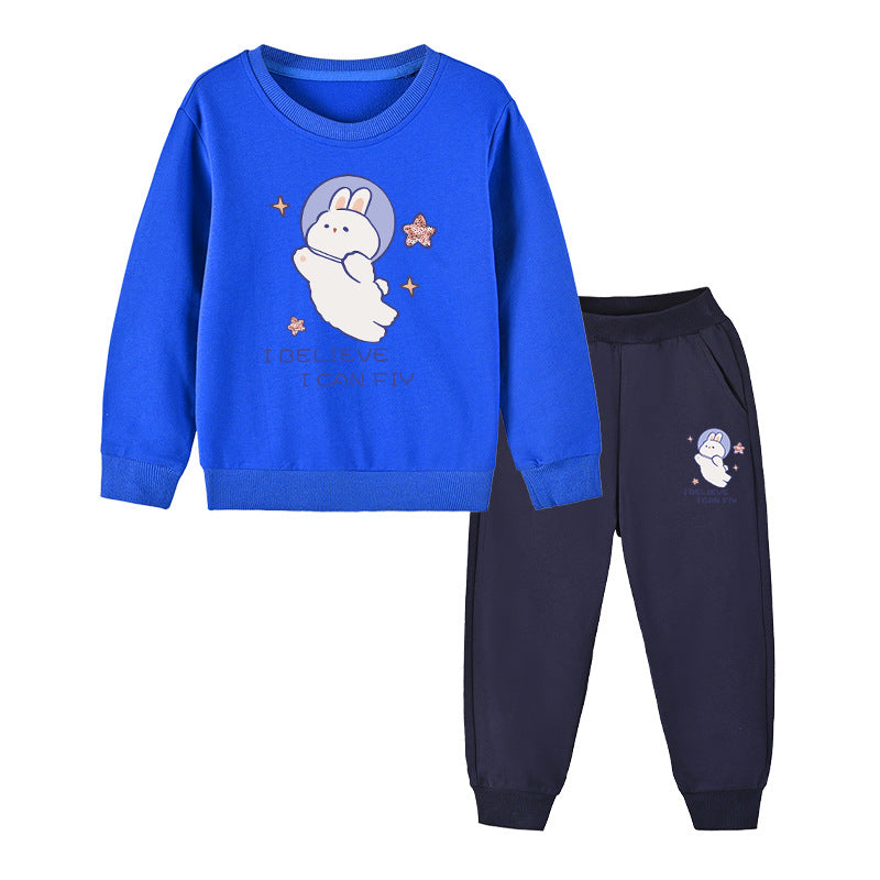 Baby Girl Cute Bunny Graphic Hoodie Combo Loose Trousers Soft Cotton Sets