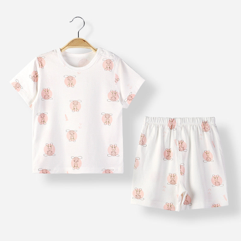 Baby Animal Print T-Shirt Combo 1-Pieces Solid Shorts Sets