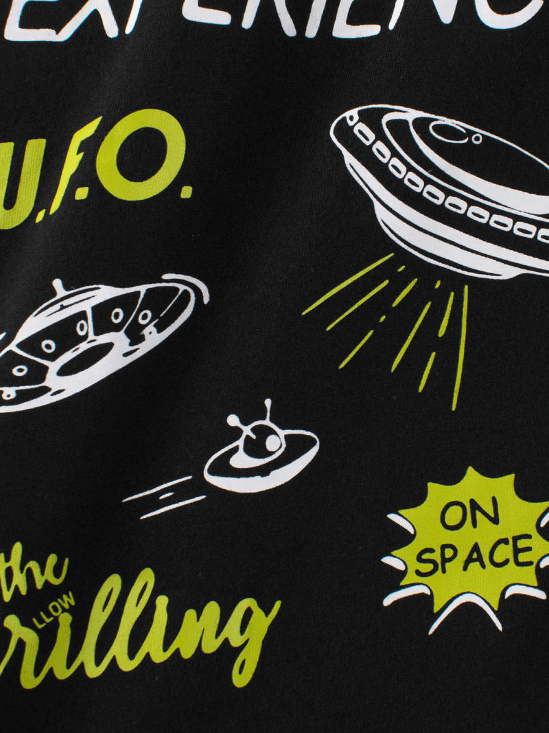 Boys’ Cartoon UFO Pattern T-Shirt In European And American Style