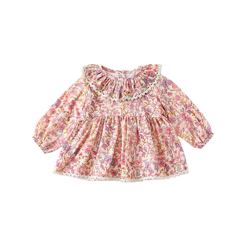 Spring Baby Kids Girls Floral Ruffle Collar Top And Shorts Clothing Set