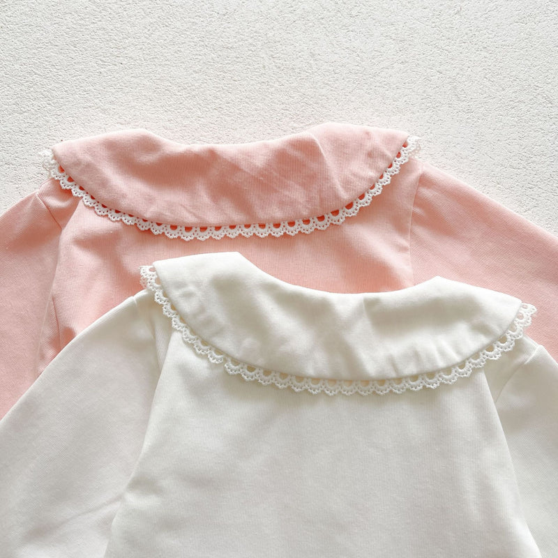 Baby Girl Solid Embroidered Floral Collar Top