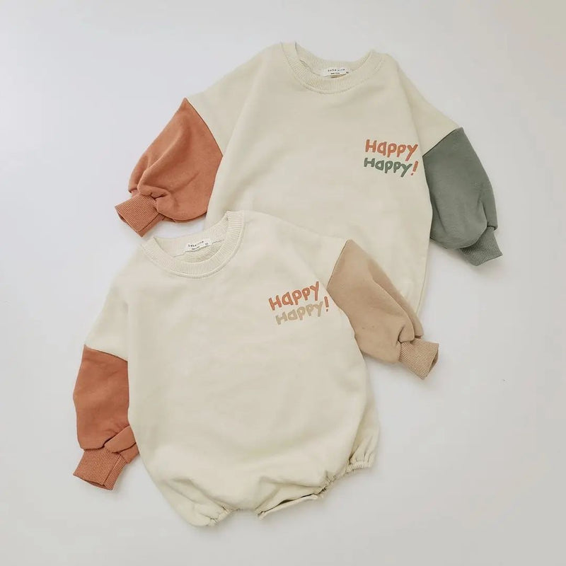 Baby Color blocking Sleeve Design Long Sleeve Bodysuit