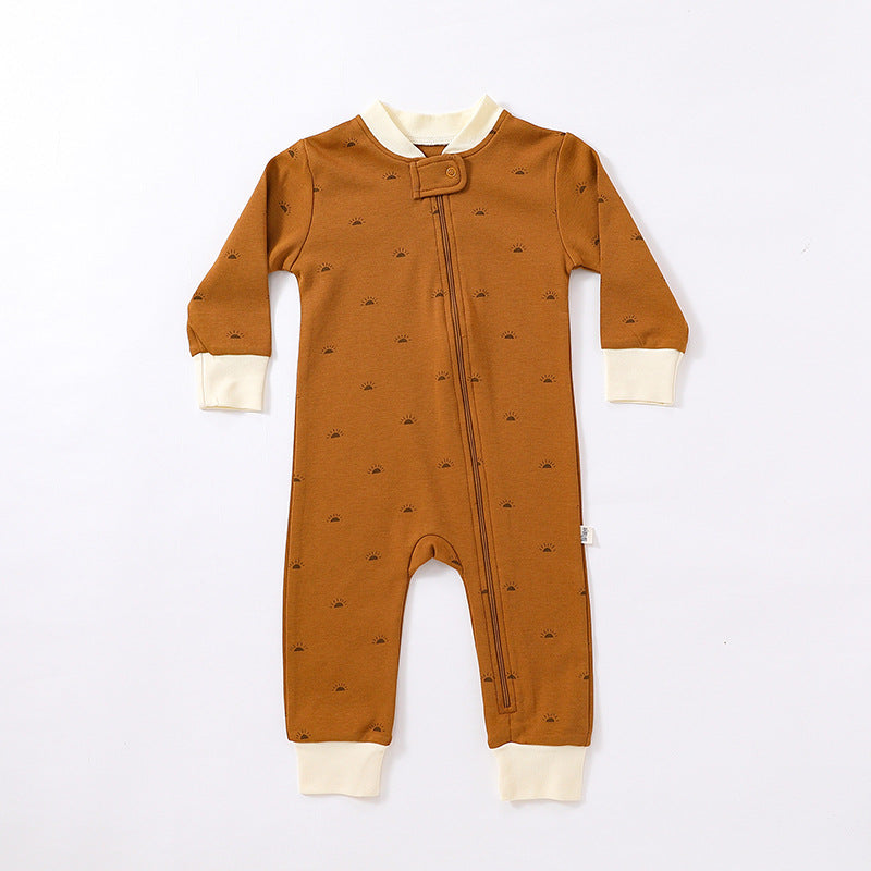 Baby Print Pattern Full Zipper Design Soft Comfortable Romper