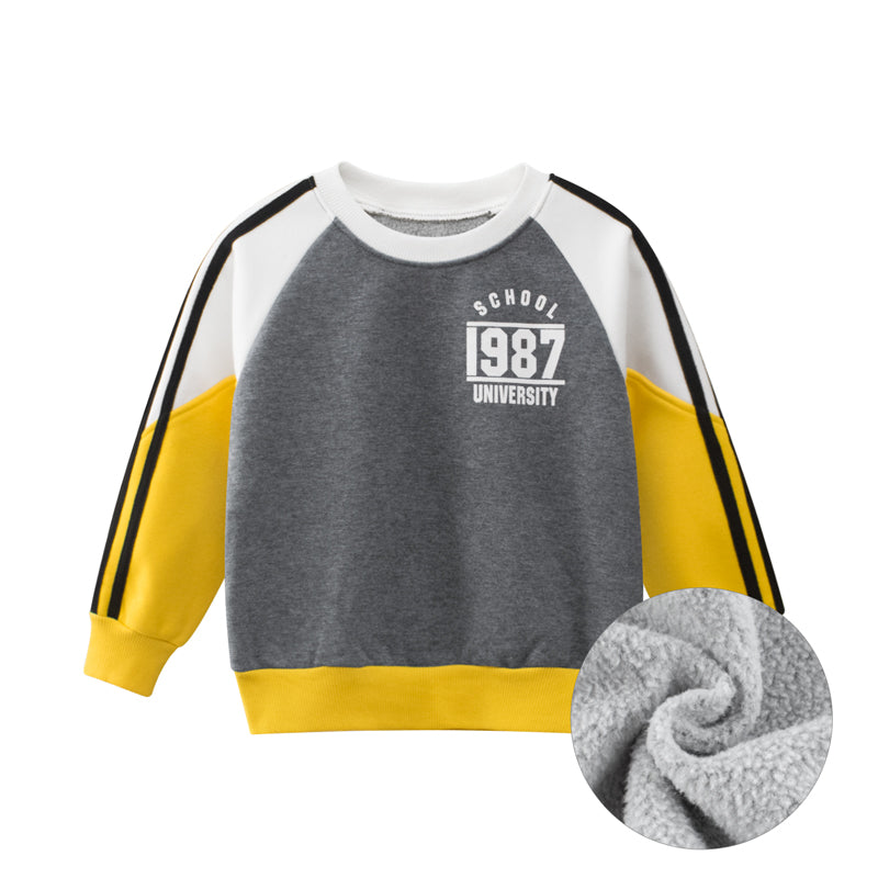 Boys Multi Color Contrast Round Collar Sweatshirt