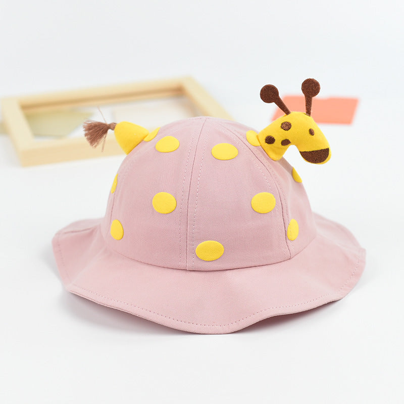 Baby Solid Color Animal Print Design Sunshade Bucket Hats