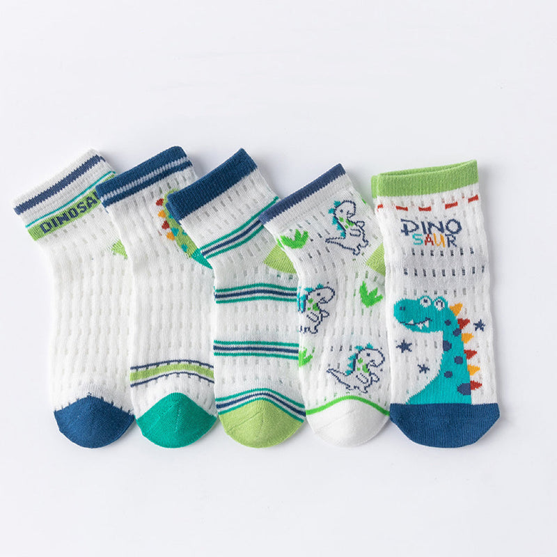 Baby Print Pattern Mesh Soft Cotton Socks 1Bag=5Pairs