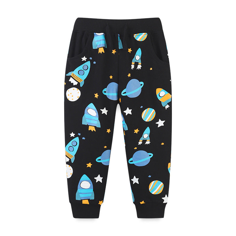 Baby Boy Planet Print Pattern Comfortable Cotton Trousers