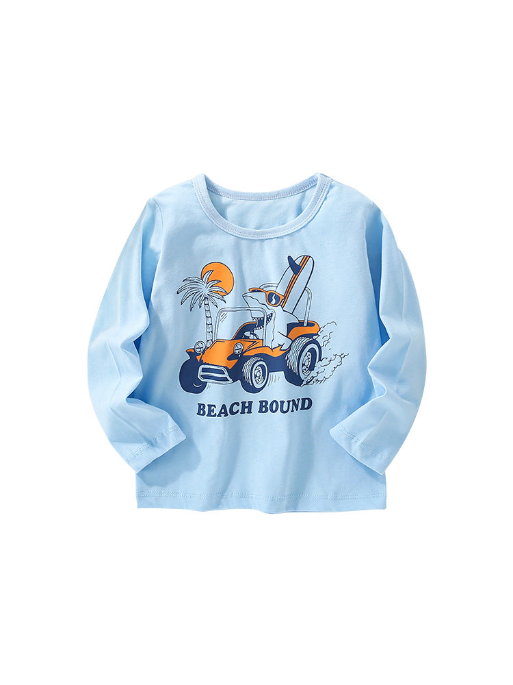 Infant Baby Boy Cartoon Pattern Crewneck Casual Shirts