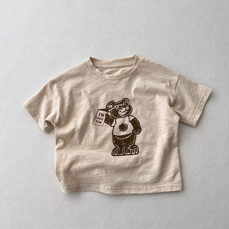 Baby Cartoon Bear Graphic Short Sleeve Comfy T-Shirt