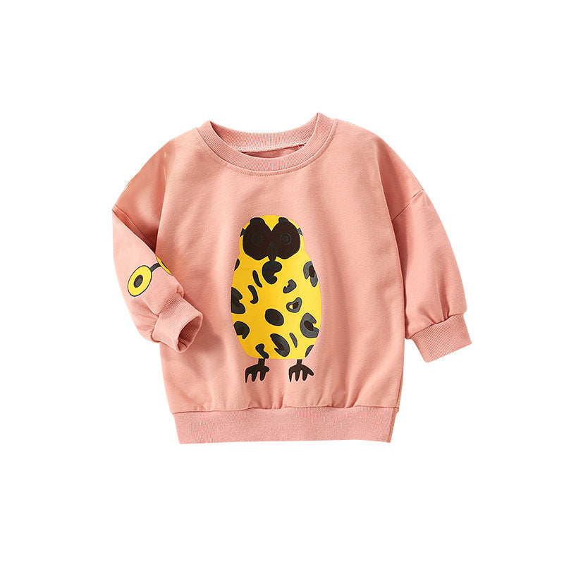 Baby Girl Cartoon Animal Pattern Solid Color Lovely Hoodie