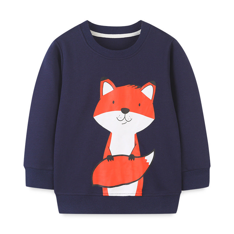 Baby Boy Cartoon Fox Print Pattern Western Style Hoodie