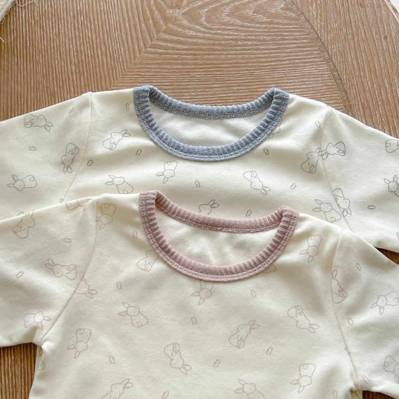 Baby Cute Bunny Graphic Long Sleeves Soft Cotton Bodysuit & Hat