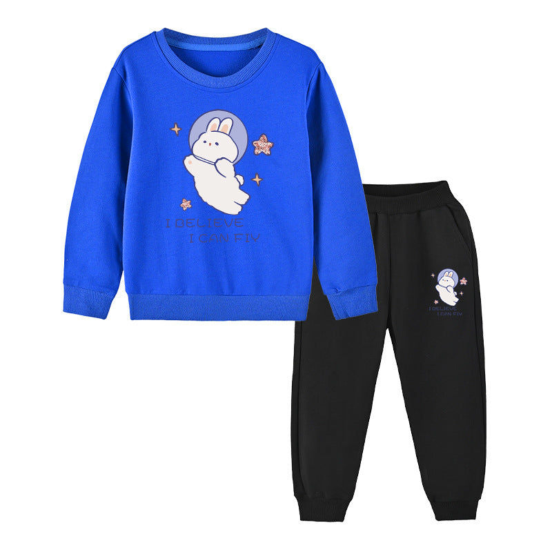 Baby Girl Cute Bunny Graphic Hoodie Combo Loose Trousers Soft Cotton Sets