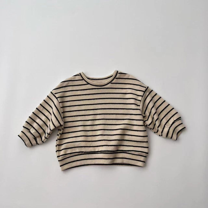 Baby Striped Pattern Puff Sleeve New Style Hoodie In Autumn