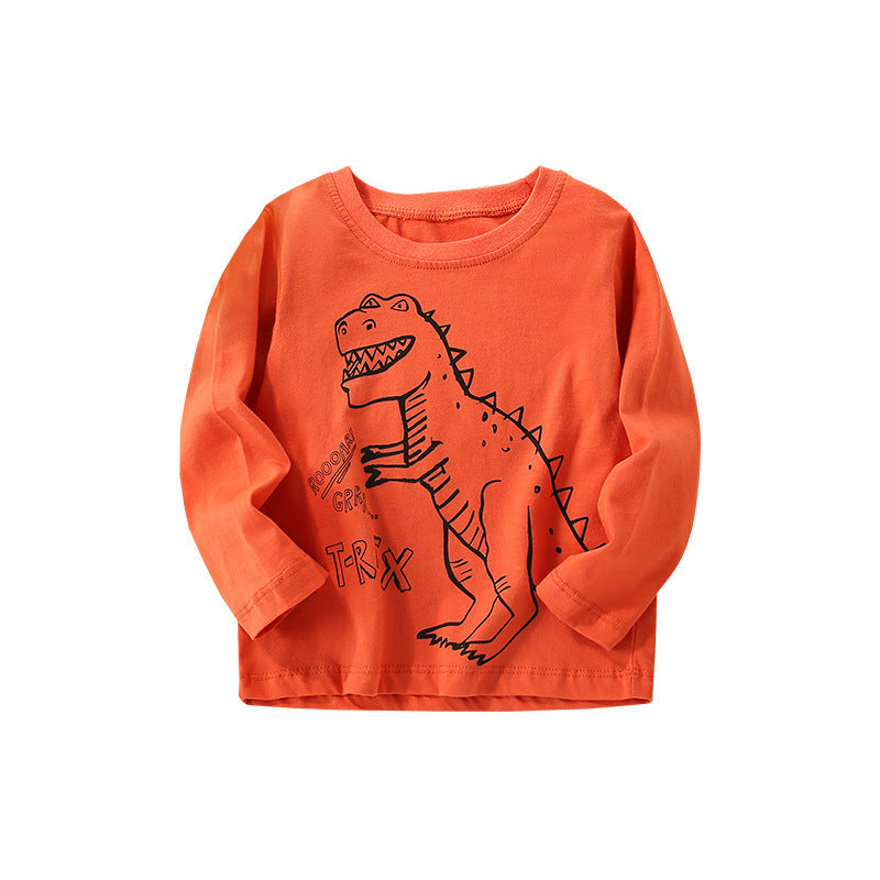 Baby Boy Cartoon Dinosaur Print Pattern Western Style Cute Shirt