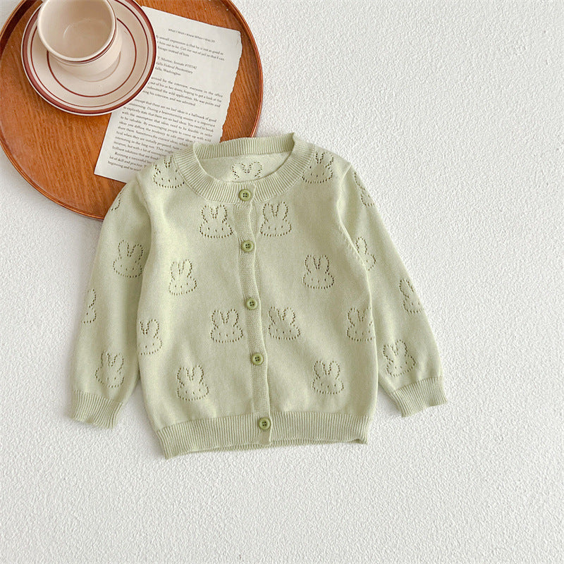 Baby Solid Color Sun Protection Sweet Knit Cardigan