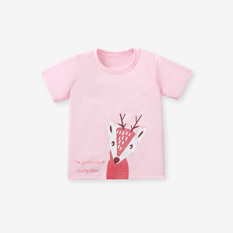 Girls’ Animals Print T-Shirt In European And American Style For Summer