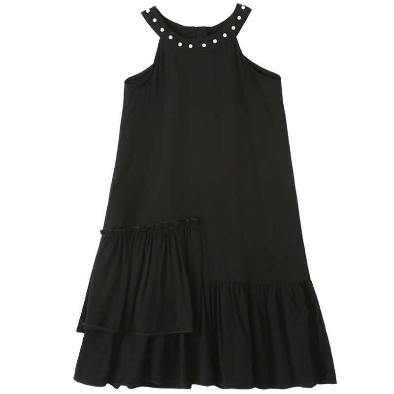 Baby Girl Solid Color Halter Neck Design Tirregular Hem Dress For Special Ocassion