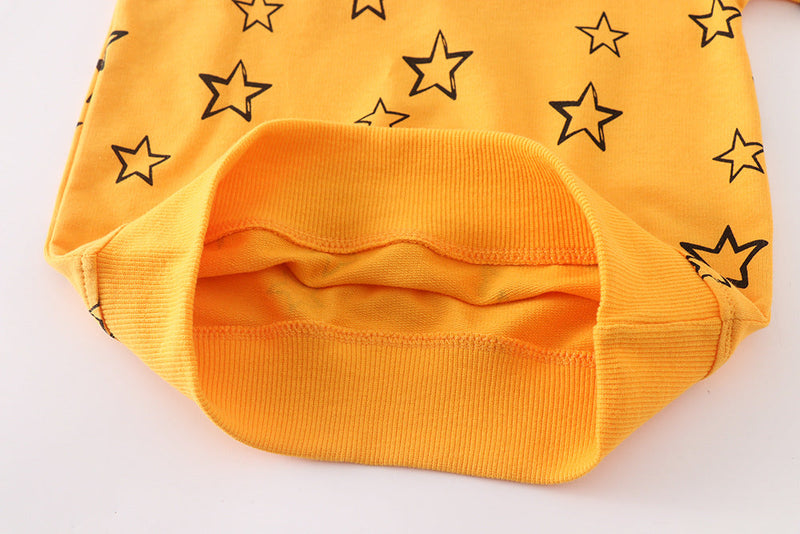 Baby Boy Solid Yellow Star Graphic Cotton Hoodie