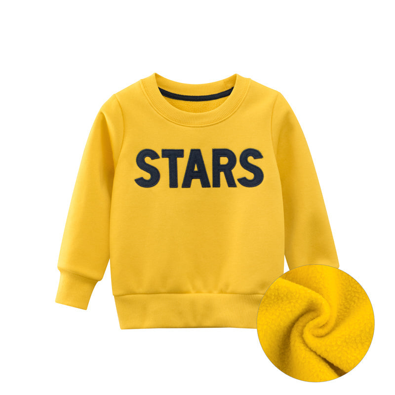 Boys Letter Print Round Collar Sweatshirt