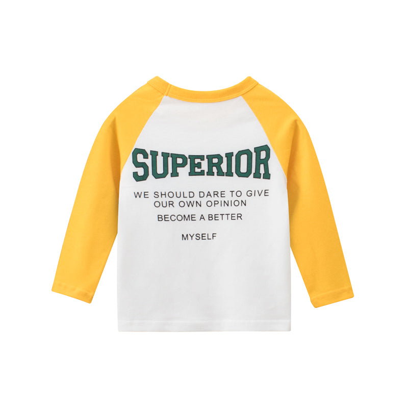 Boys Sportgear Letter Print Round Collar Long-Sleeved T-Shirt