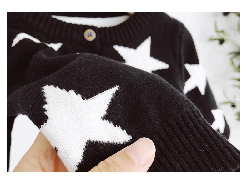 Baby Boy Star Pattern Single Breasted Design Long Sleeve Cardigan