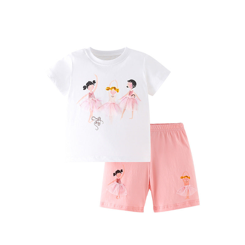 Girls Dancers Cartoon Collection T-Shirt And Shorts Set