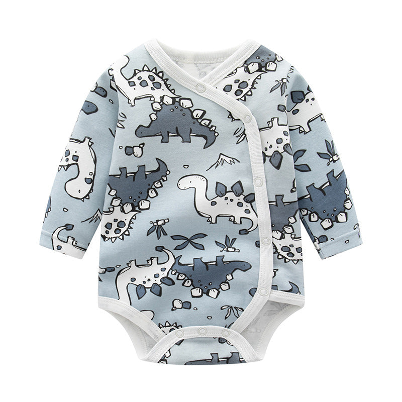 Baby Cartoon Print Pattern Side Button Design Long Sleeve Onesies