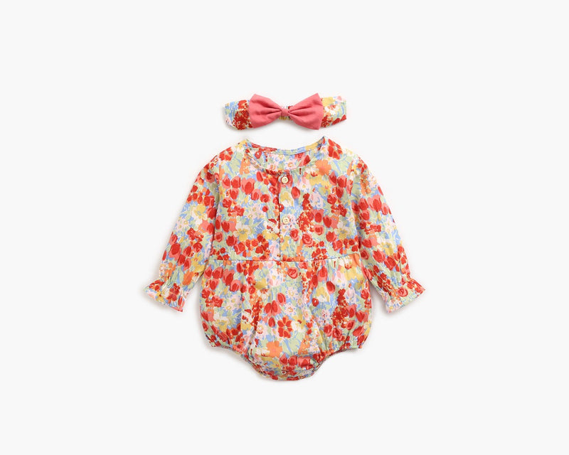 Baby Girl 1pcs Flower Pattern Long Sleeved Fashion Hot Selling Bodysuit Onesies & Headband