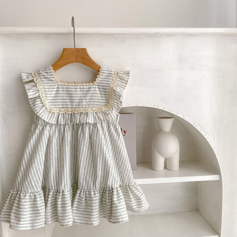 Baby Striped Pattern Sleeveless Princess Dress & Onesies