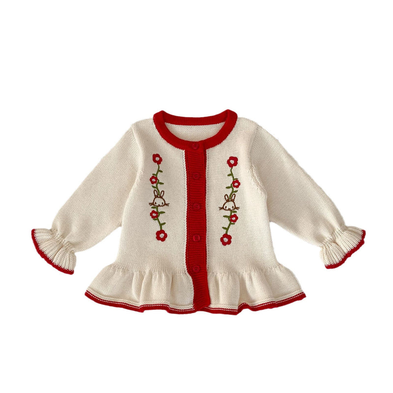 Embroidered Design Baby Girl Knitted Cardigan