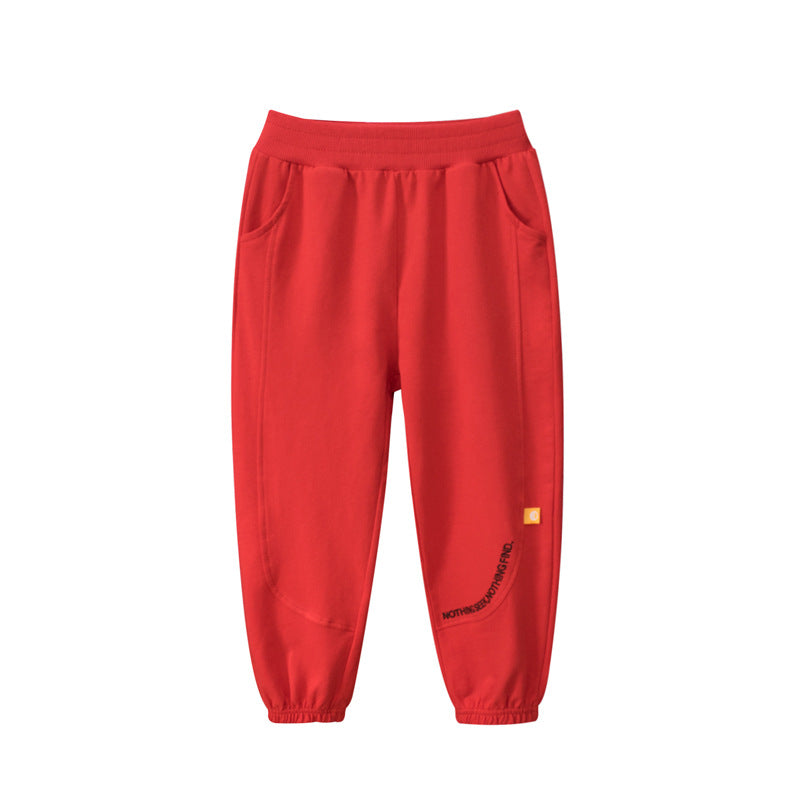 Baby Letters Pattern Solid Color Simple Style Trousers Pants