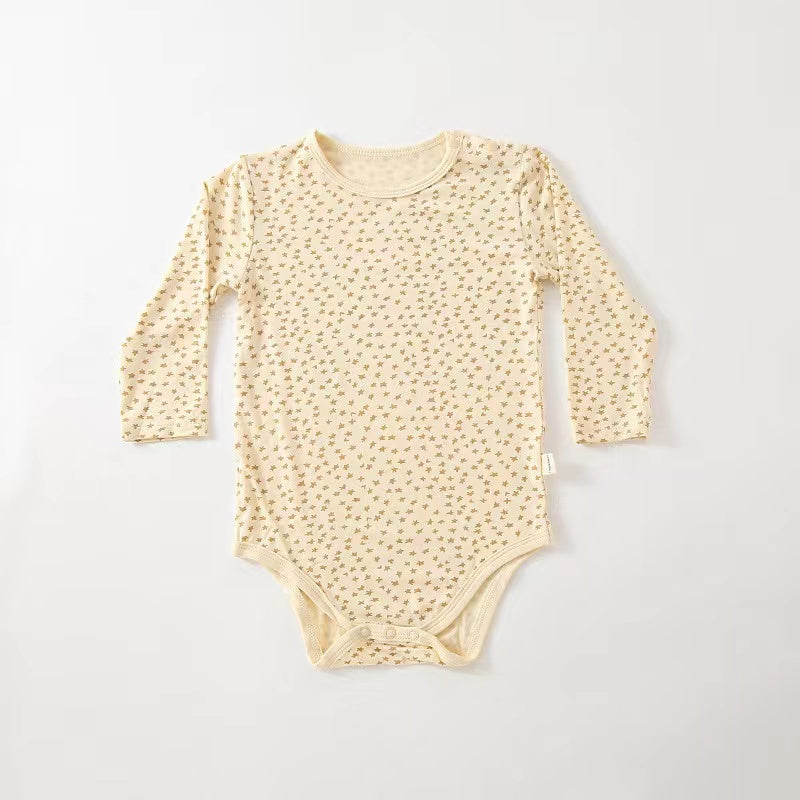 Baby Floral & Heart Pattern Soft Cotton Long Sleeved Onesies