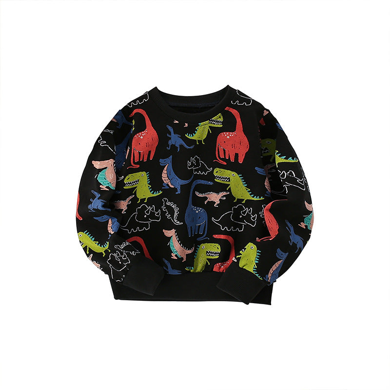 Baby Boy All Over Dinosaur Print Pattern Western Style Hoodie