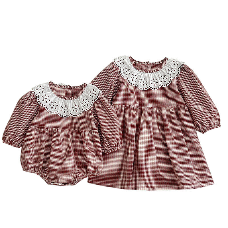 Fashion Lace Collar Long Sleeve Baby Onesies & Girl Dress