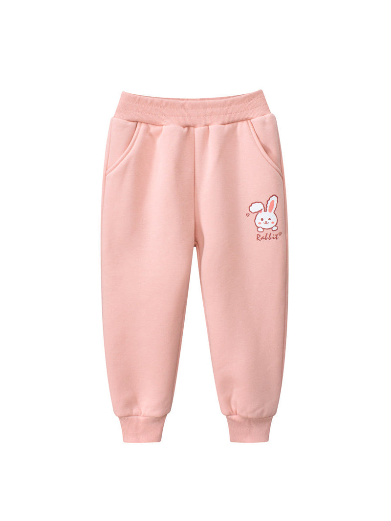 Teddy Bear/Cute Rabbit Girls‘ Winter Sporty Long Leggings Pants With Fleece Lining