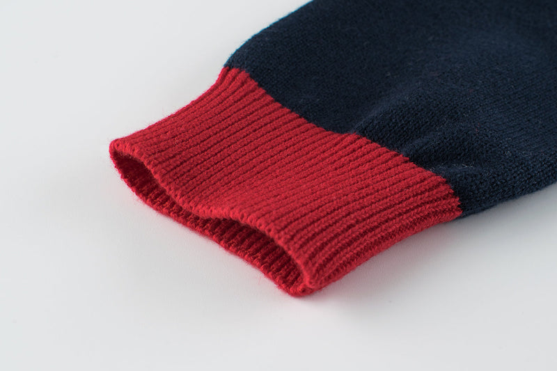 Boys Strips Contrast Colors Round Collar Knitwear