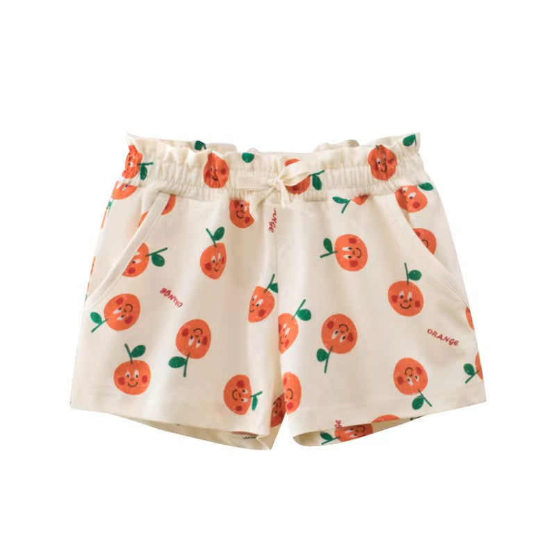 Baby Girl Print Pattern Bow Decoration Short Pants In Summer Outfit Wearing