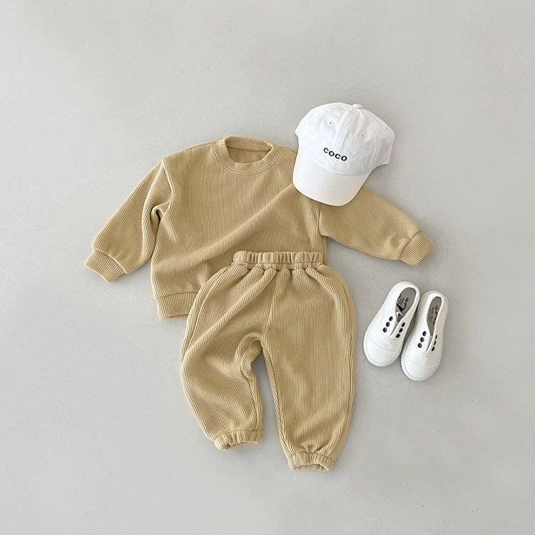 Baby Solid Color Long Sleeve Simple Style Hoodie Sets