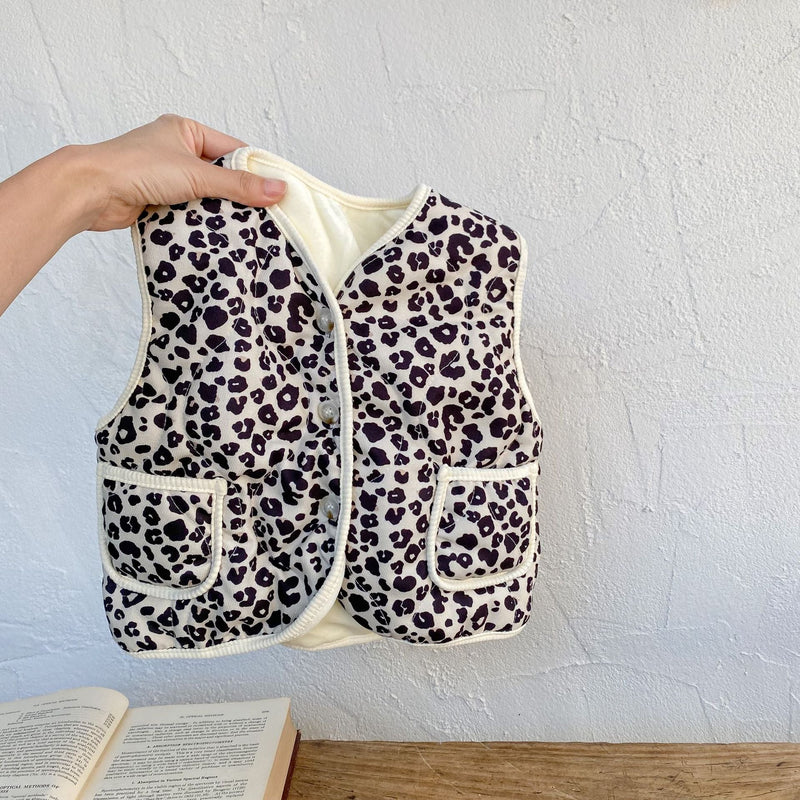 Baby Print Pattern Sleeveless Quilted Warm Vest Coat In Winter