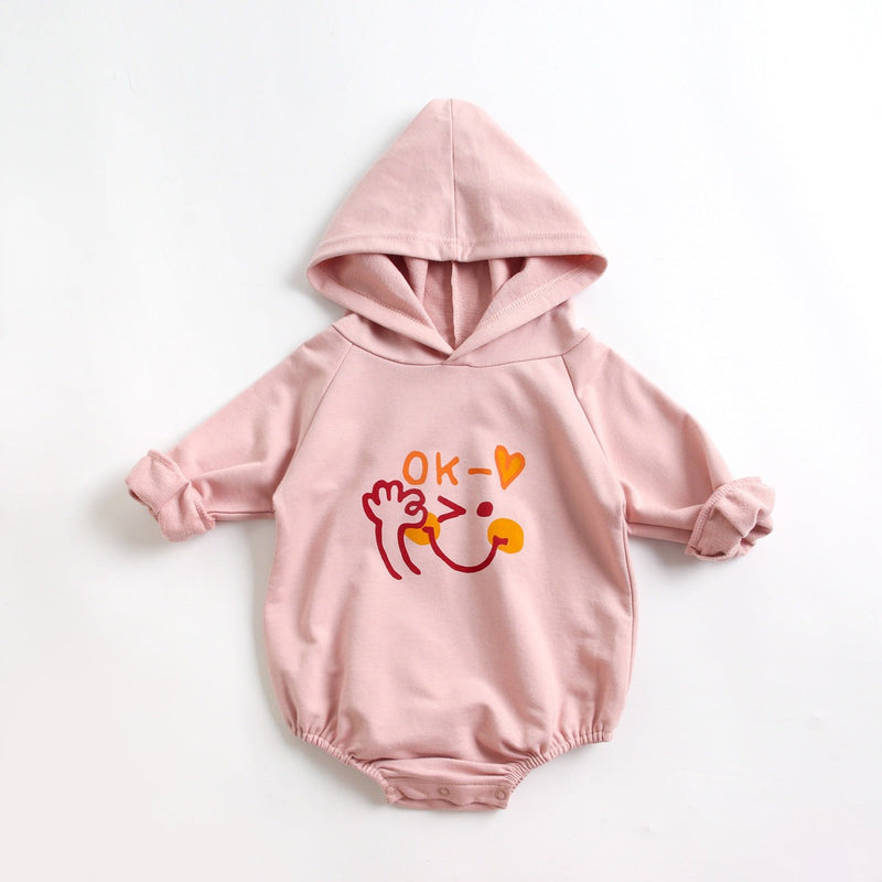 Baby Girl 1pcs Cartoon Pattern Long Sleeved Funny Onesies With Hat