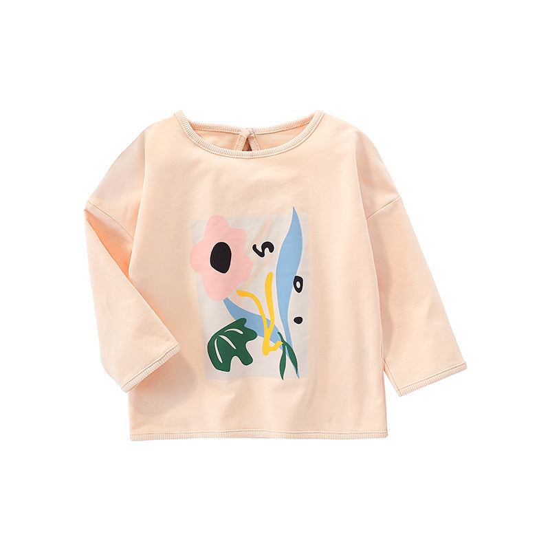 Baby Girl Floral Print Pattern Pullover Soft Cotton Tops