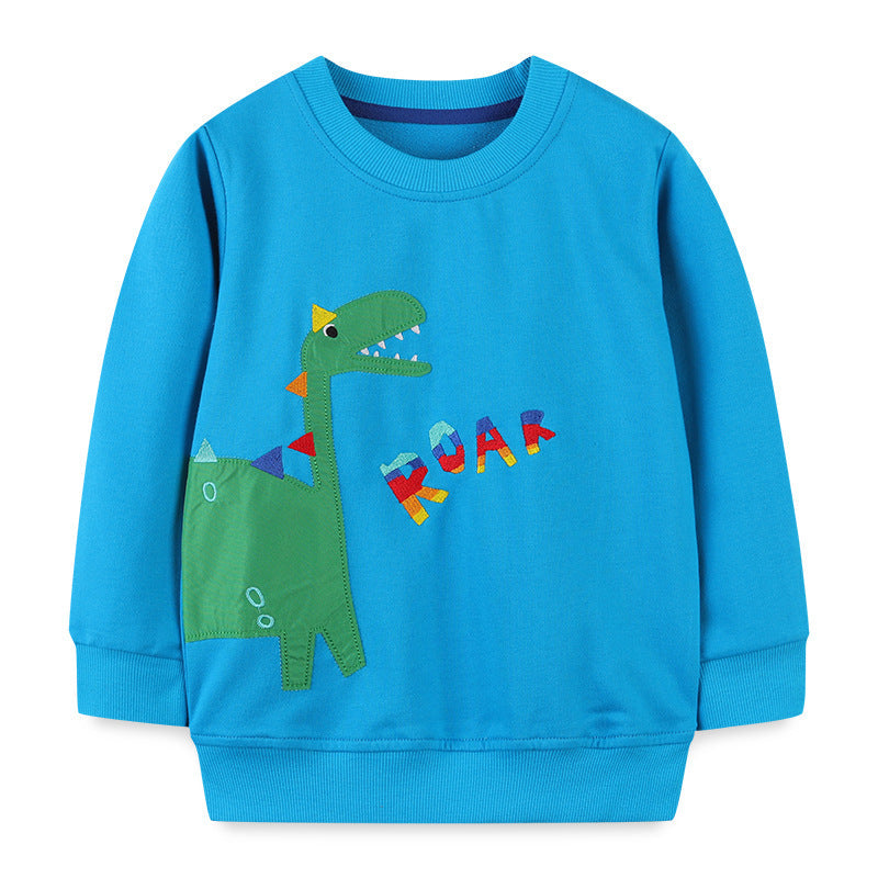 Baby Boy Cartoon Dinosaur & Slogan Pattern Pullover Hoodies