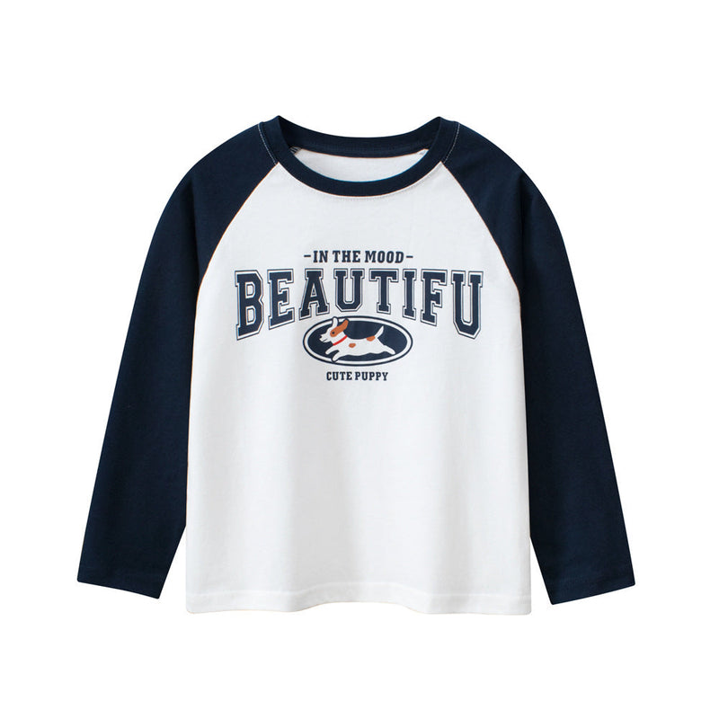 Unisex Kids Cartoon And Letters Print Crew Neck Long Sleeves Sweatshirt