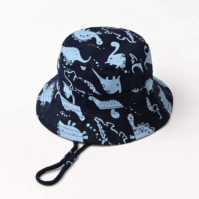 Baby Boy Cartoon Dinosaur Print Pattern Large Brim Bowl Hats Bucket Hats